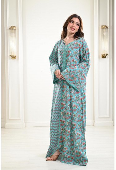  جلابية منقوشة بأكمام واسعة