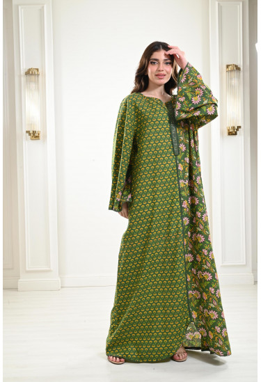  جلابية منقوشة بأكمام واسعة