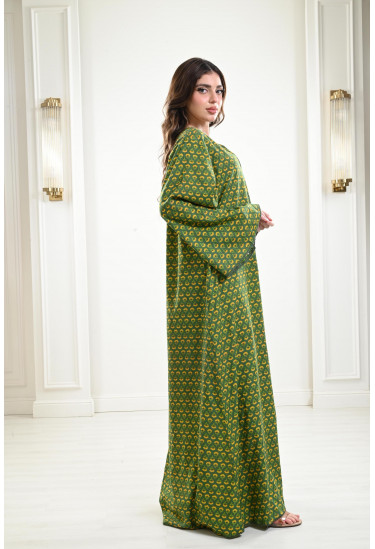  جلابية منقوشة بأكمام واسعة