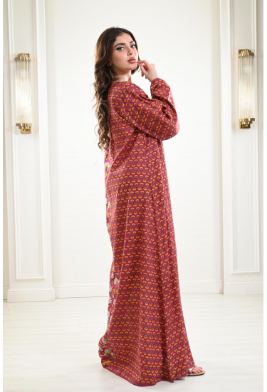  جلابية منقوشة بأكمام واسعة