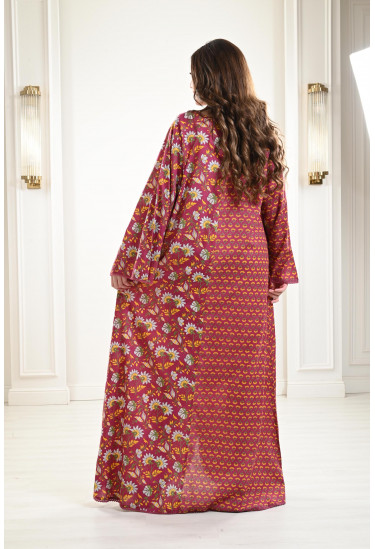  جلابية منقوشة بأكمام واسعة