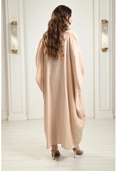 جلابية كتان بتطريز مكرمية جلابية كتان بتطريز مكرمية