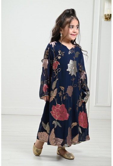 جلابية شيفون مطرز للأطفال جلابية شيفون مطرز للأطفال