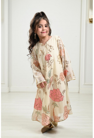 جلابية شيفون مطرز للأطفال جلابية شيفون مطرز للأطفال