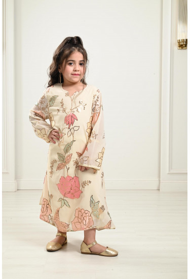 جلابية شيفون مطرز للأطفال جلابية شيفون مطرز للأطفال