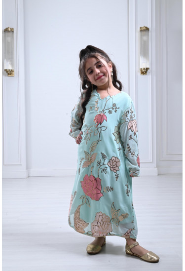 جلابية شيفون مطرز للأطفال جلابية شيفون مطرز للأطفال