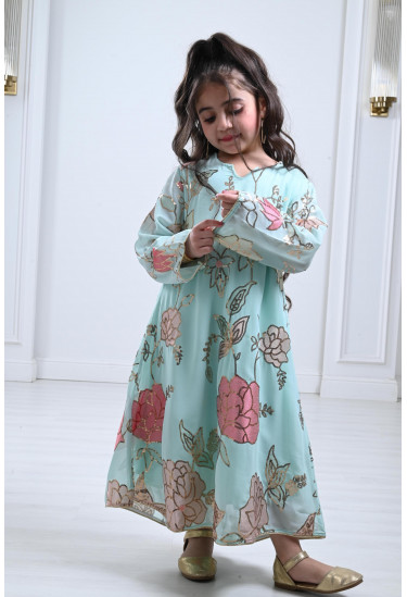 جلابية شيفون مطرز للأطفال جلابية شيفون مطرز للأطفال