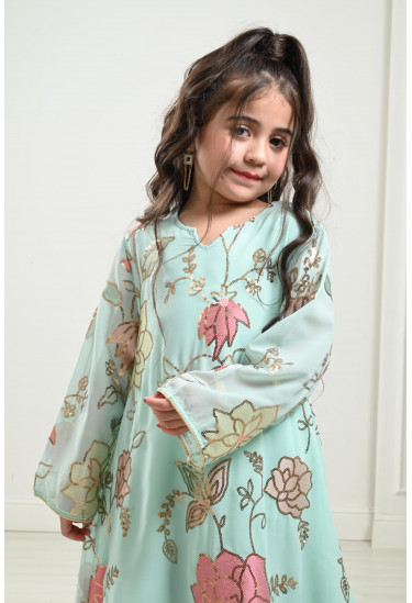 جلابية شيفون مطرز للأطفال جلابية شيفون مطرز للأطفال