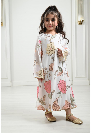 جلابية شيفون مطرز للأطفال جلابية شيفون مطرز للأطفال