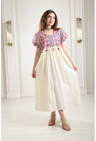 جلابية ميدي دانتيل مطرزة