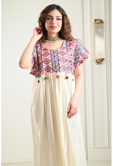 جلابية ميدي دانتيل مطرزة