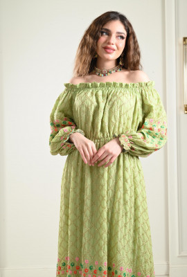 جلابية أوف شولدر منقوشة