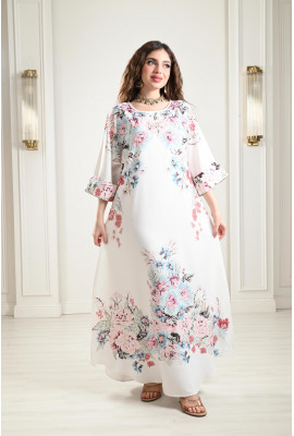 جلابية طويلة بنقوشات من الزهور