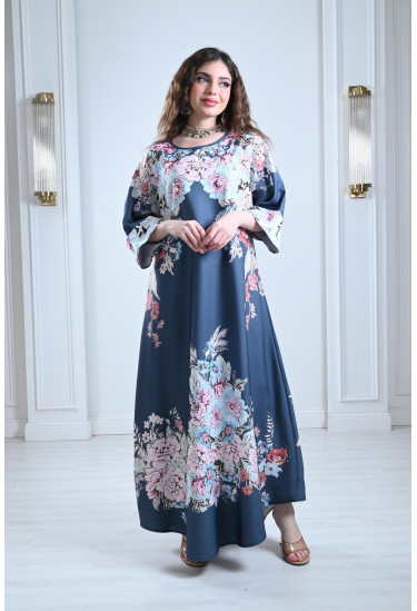 جلابية طويلة بنقوشات من الزهور جلابية طويلة بنقوشات من الزهور