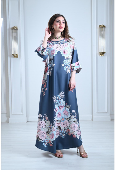 جلابية طويلة بنقوشات من الزهور جلابية طويلة بنقوشات من الزهور