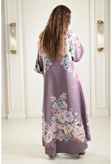 جلابية طويلة بنقوشات من الزهور جلابية طويلة بنقوشات من الزهور