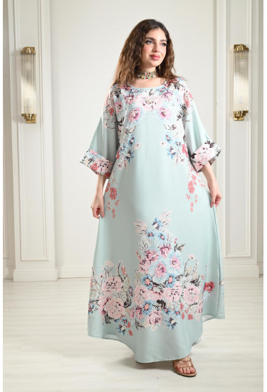 جلابية طويلة بنقوشات من الزهور جلابية طويلة بنقوشات من الزهور