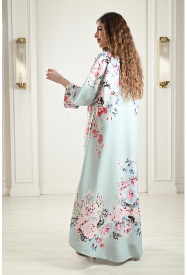 جلابية طويلة بنقوشات من الزهور جلابية طويلة بنقوشات من الزهور