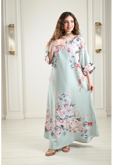 جلابية طويلة بنقوشات من الزهور جلابية طويلة بنقوشات من الزهور