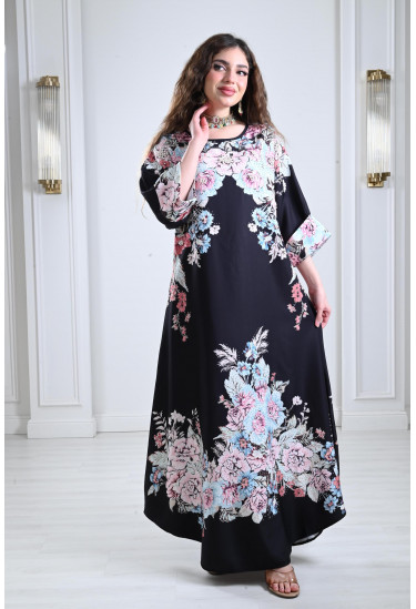 جلابية طويلة بنقوشات من الزهور جلابية طويلة بنقوشات من الزهور