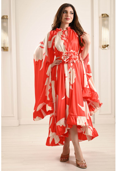 فستان بحافة كشكشة