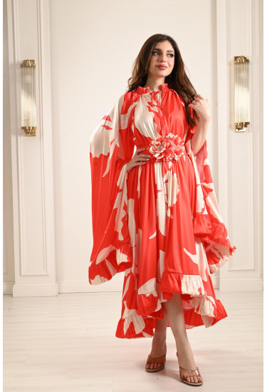 فستان بحافة كشكشة