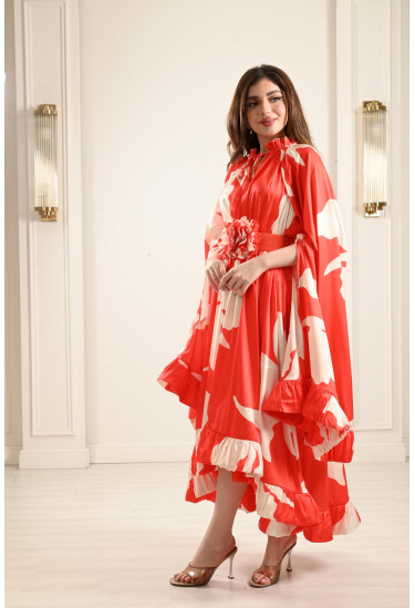 فستان بحافة كشكشة