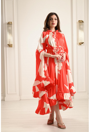 فستان بحافة كشكشة