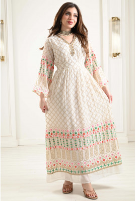 جلابية طويل مطرز بالكامل