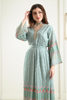 جلابية طويل مطرز بالكامل