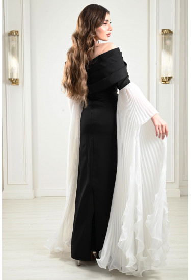 فستان سهرة بقصات متداخلة