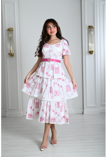 فستان نسائي أدوار كشكشة منقوش