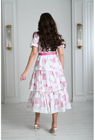 فستان نسائي أدوار كشكشة منقوش