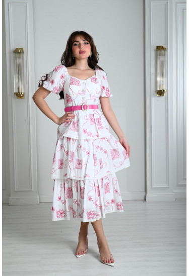 فستان نسائي أدوار كشكشة منقوش