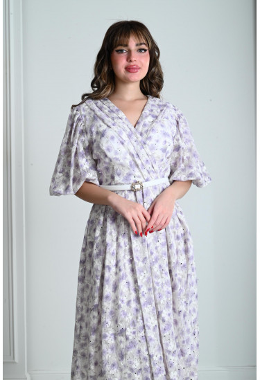 فستان نسائي ميدي بطباعات زهور