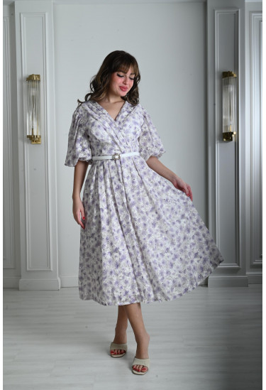 فستان نسائي ميدي بطباعات زهور