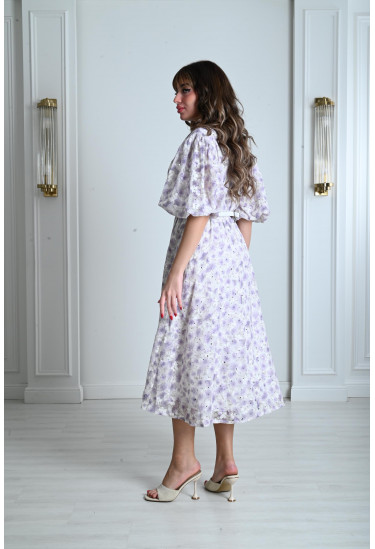 فستان نسائي ميدي بطباعات زهور