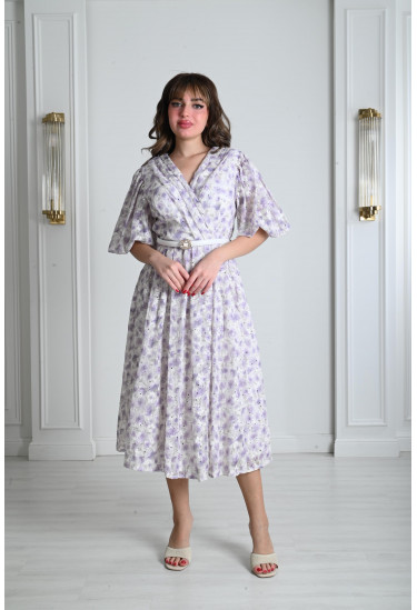 فستان نسائي ميدي بطباعات زهور