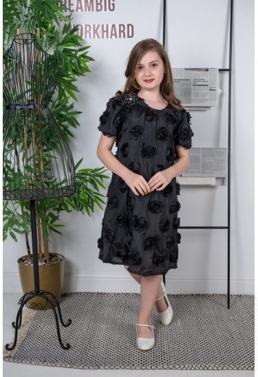 فستان بناتي زهور بارزه مقاسات كبيرة