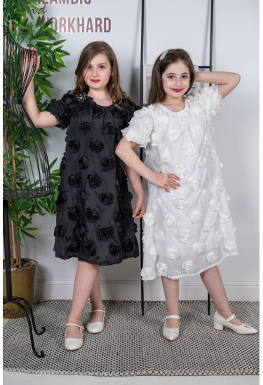 فستان بناتي زهور بارزه مقاسات كبيرة