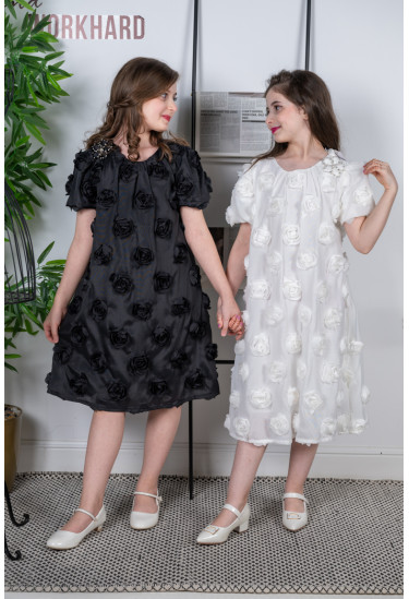 فستان بناتي زهور بارزه مقاسات كبيرة