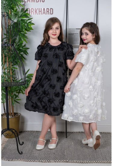 فستان بناتي زهور بارزه مقاسات كبيرة