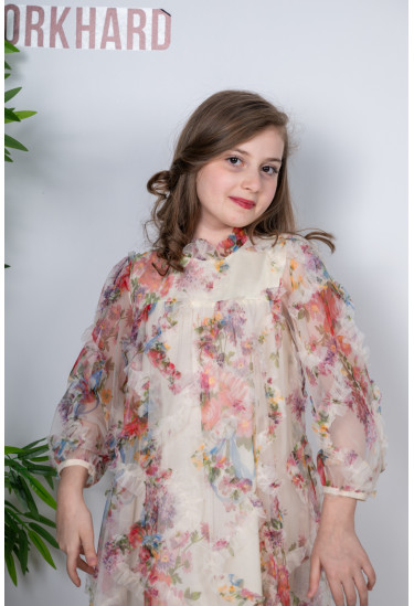 فستان بناتي شيفون قصير