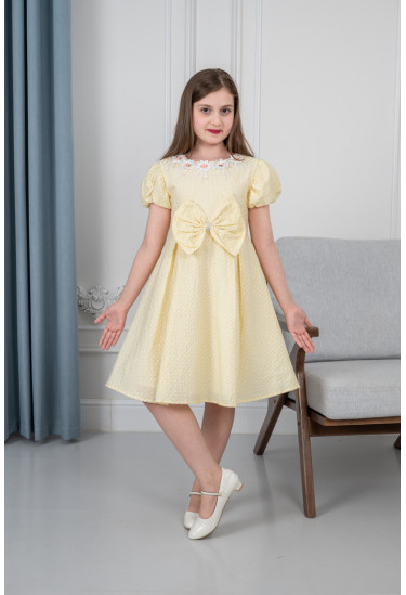 فستان بناتي بفيونكة مقاسات كبيرة