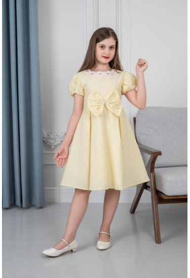 فستان بناتي بفيونكة مقاسات كبيرة