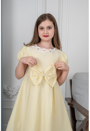 فستان بناتي بفيونكة مقاسات كبيرة