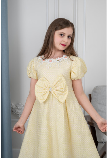 فستان بناتي بفيونكة مقاسات كبيرة