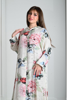 جلابيه نسائي طويله نمط زهور