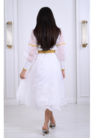 فستان ميدي شيفون ذات أزرار  مميزة 