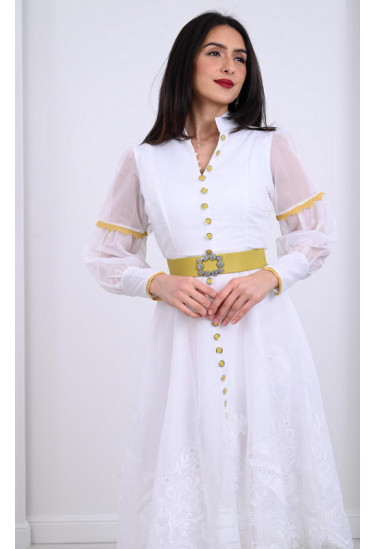 فستان ميدي شيفون ذات أزرار  مميزة 